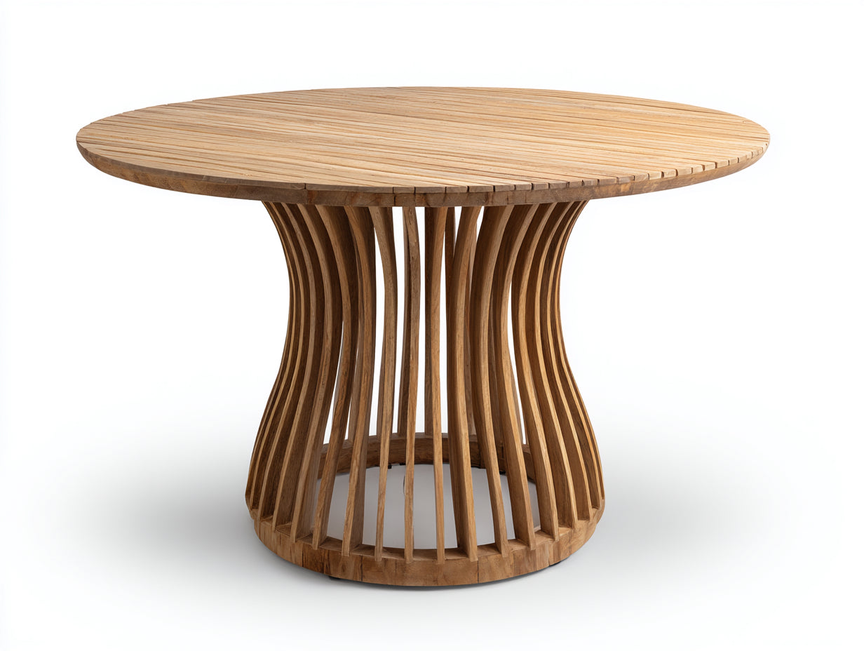 Mesas de jardín de madera 130x130x76 cm - madera natural - diseño redondo para exterior