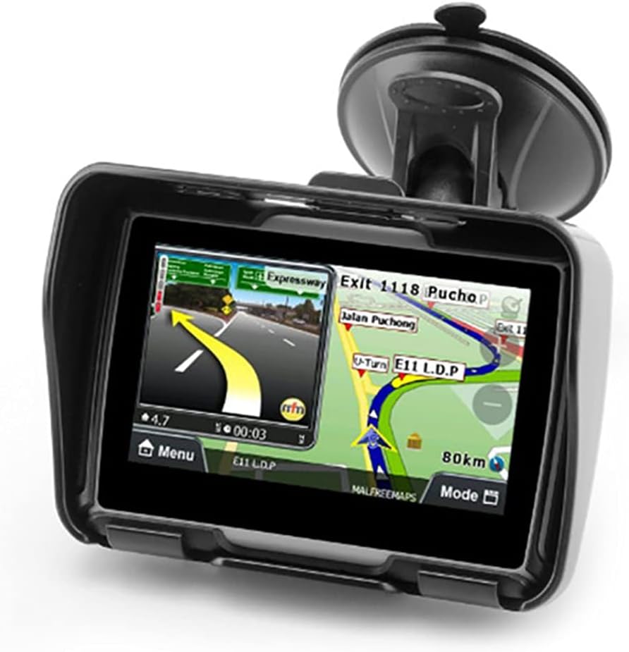 Navegador GPS moto 4.3 pulgadas IPX7 - mapa mundial gratuito - Bluetooth A2DP y soporte ajustable