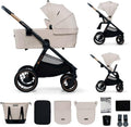 Kinderkraft NEA 2 silla de paseo - Desde nacimiento hasta 22 kg - 4 ruedas amortiguadas y plegado con una mano - Capota UPF 50 beige con cesta hasta 5 kg