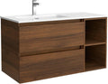 Salgar Bequia mueble de baño 90 cm - Lavabo cerámico y acabado nogal - 2 huecos en lado derecho - Mueble moderno de 47,36 kg para baño y almacenamiento abierto