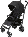 Silla de paseo ligera - Chasis de aluminio negro Jet Black - Respaldo de 4 posiciones capota XL y reposapiernas - Plegable desde nacimiento hasta 22 kg