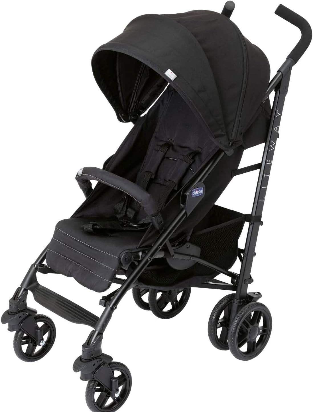Silla de paseo ligera - Chasis de aluminio negro Jet Black - Respaldo de 4 posiciones capota XL y reposapiernas - Plegable desde nacimiento hasta 22 kg