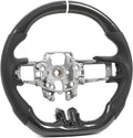 Volante carbono para V6 EcoBoost GT Shelby GT350R 2015 a 2017 - cuero perforado forma D - conducción deportiva