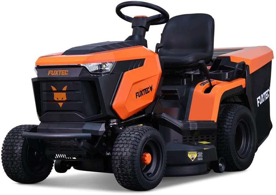FUXTEC FX RMT92A Tractor cortacésped a gasolina - Motor 452 cc y ancho de corte de 92,5 cm - 6 alturas y transmisión hidrostática - Siega marcha atrás para hasta 6500 m2