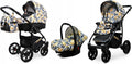 Carrito de bebé 3 en 1 - Aluminio y poliéster color Gold Leaf - Capazo silla de paseo y silla de coche - Con bolso lluvia y mosquitera hasta 15 kg