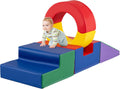 COSTWAY Juego de Bloques de Espuma 5 en 1 para Niños Juego de Escalada Interior con Túnel Tobogán y Módulos Psicomotores Juego Educativo Infantil - Bloques de Espuma Sensorial - Desarrollo Motor Infantil