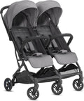 Cochecito doble para bebés - Estructura metálica color gris - Arnés de 5 puntos para gemelos o hermanos - Diseño ultraligero y compacto hasta 15 kg