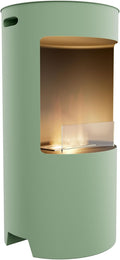 Frankystar Giulio Cesare Chimenea de suelo - Acero inoxidable verde salvia de 40 x 40 x 80 cm - Diseño decorativo para interior - Formato vertical con combustible