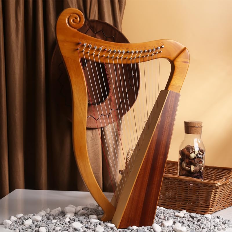 Instrumento Musical de Cuerda de Caoba con Bolsa de Transporte Llave de Afinación Arpa Lira Clásica