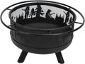 Karlak pozo de fuego exterior 67 x 67 x 35 cm - Chimenea de leña con patrones de animales - Hierro forjado - Con cubierta y montaje sencillo para patio y jardín