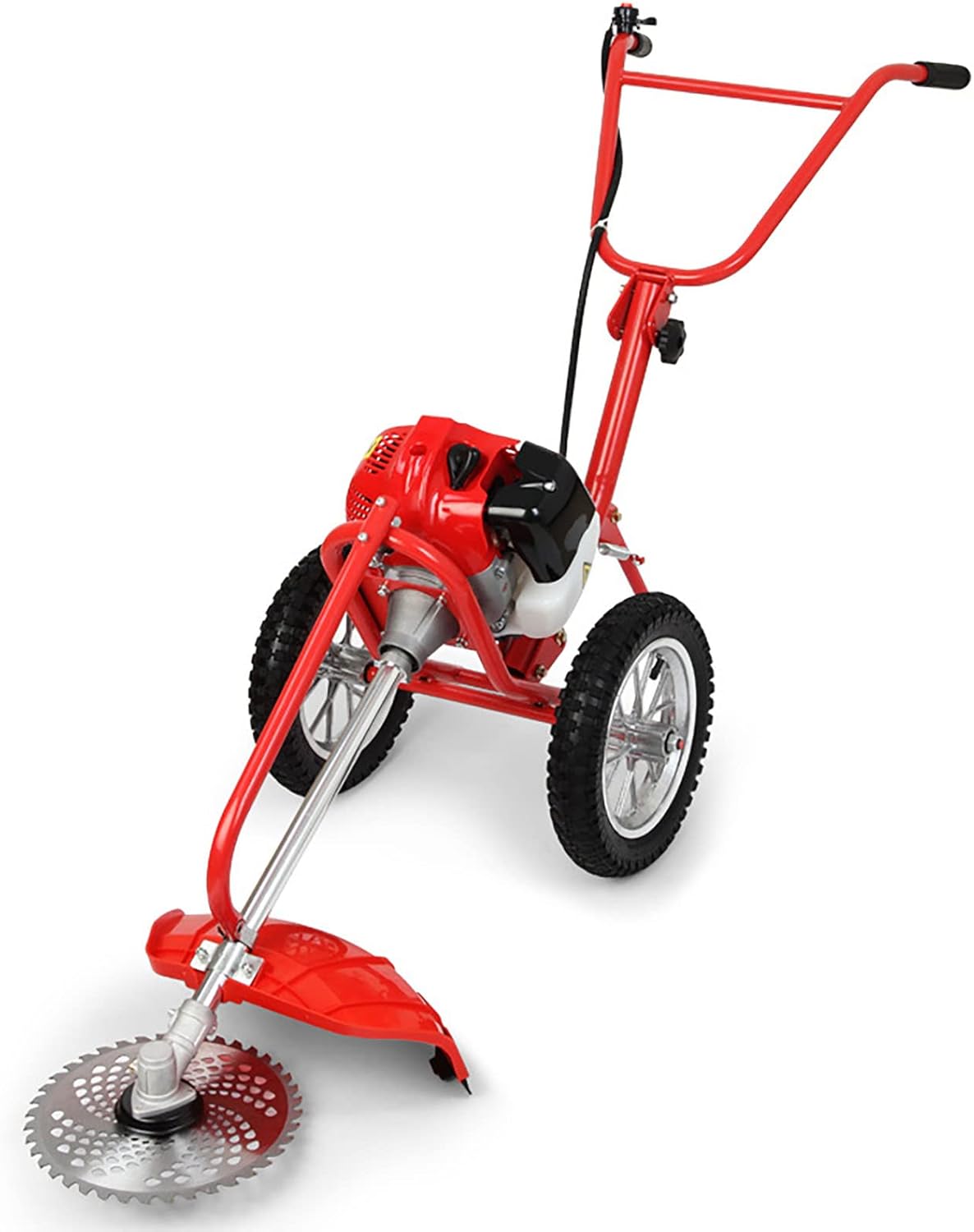 Cortacésped pequeño a gasolina - Motor de 2 tiempos y 42,7 cc - Diseño ligero con operador a pie - Máquina multifuncional para jardín y mantenimiento doméstico
