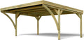 Forest Style Victor Modern cochera doble para 2 coches - Superficie 30,9 m2 con madera de pino tratada - Techo de policarbonato - Aparcamiento exterior marrón resistente al agua