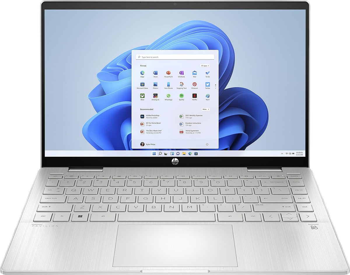 HP Pavilion x360 Ordenador Portatil 2 en 1 Tactil 14 Pulgadas Intel Core i5 1335U 16GB RAM 512GB SSD Windows 11 Home Laptop Convertible Teclado QWERTZ Plateado - Portatil Convertible Profesional