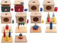 Caja Montessori permanencia objeto - madera de fresno 1 kg - cajón monedas y pelotas sensoriales desde 3 años