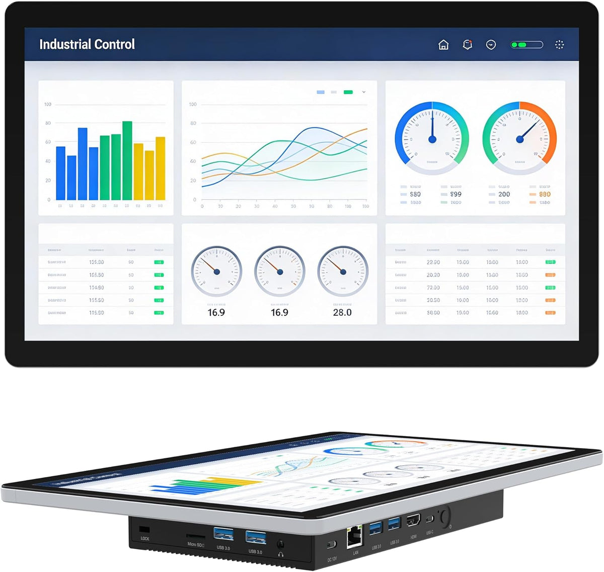 HEIGAOLA Tablet Panel Computer Industrial All in One 13.3 Pulgadas Windows 11 Pro Celeron N5100 8GB RAM 128GB ROM Pantalla Tactil IPS Mini PC Integrado USB3 RS232 LAN HDMI Type C - Panel PC Industrial Profesional