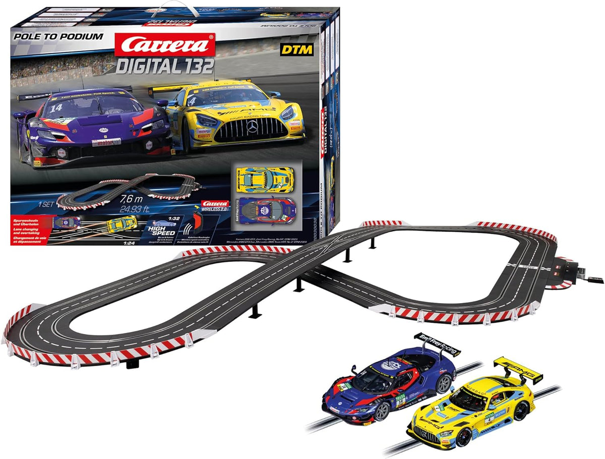 Carrera Digital 132 Pole to Podium circuito de carreras electrico escala digital 1 32 pista multicolor alimentacion por cable plastico 8 anos 78x19x57 cm