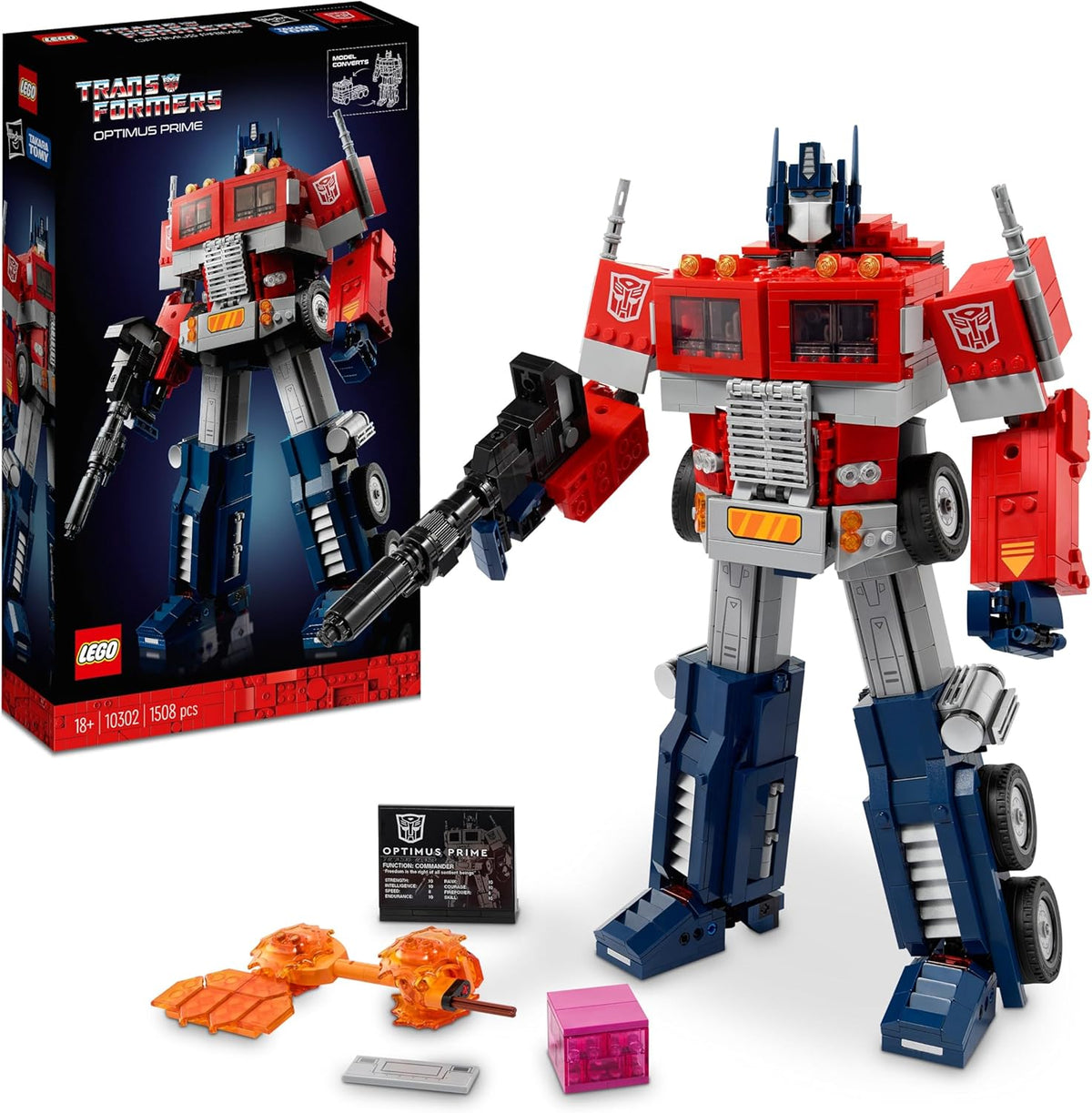 LEGO Icons Optimus Prime Transformers 2 en 1 robot camion maqueta construccion adulto 1508 piezas coleccion figura articulada regalo 10302
