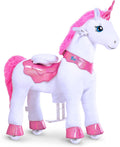 PonyCycle Unicornio Rosa Modelo E412 Juguete Montable con Ruedas y Freno para Niñas de 4 a 7 Años