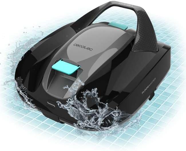 Cecotec Conga Pooldroid 2000 FloorMaster - Robot limpiafondos sin cable para piscinas hasta 80 m2 - Autonomía de 100 min y depósito de 2,5 l - Filtro de alta eficiencia