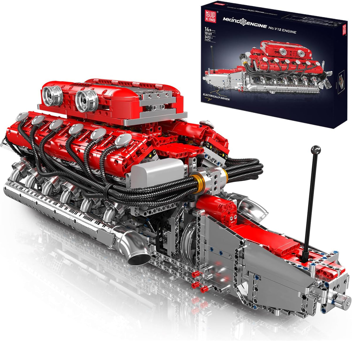 Motor V12 construcción motorizado - 3472 piezas plástico con batería - modelo STEM 69 x 32 x 25 cm