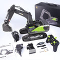 Excavadora RC grande escala 1 a 14 amarilla - acero aleado 22 canales - 2 baterías y 3 accesorios