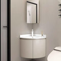 Mueble de baño esquinero con lavabo - Diseño mural compacto con almacenamiento - Espejo iluminado incluido - Tocador moderno para baños pequeños y aseos