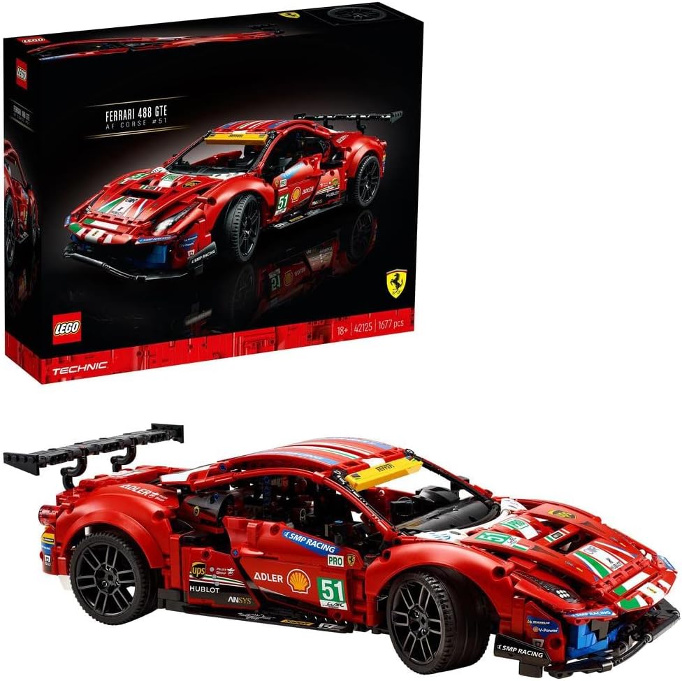 LEGO Technic Ferrari 488 GTE AF Corse maqueta coche de carreras de resistencia modelo coleccion adulto 42125