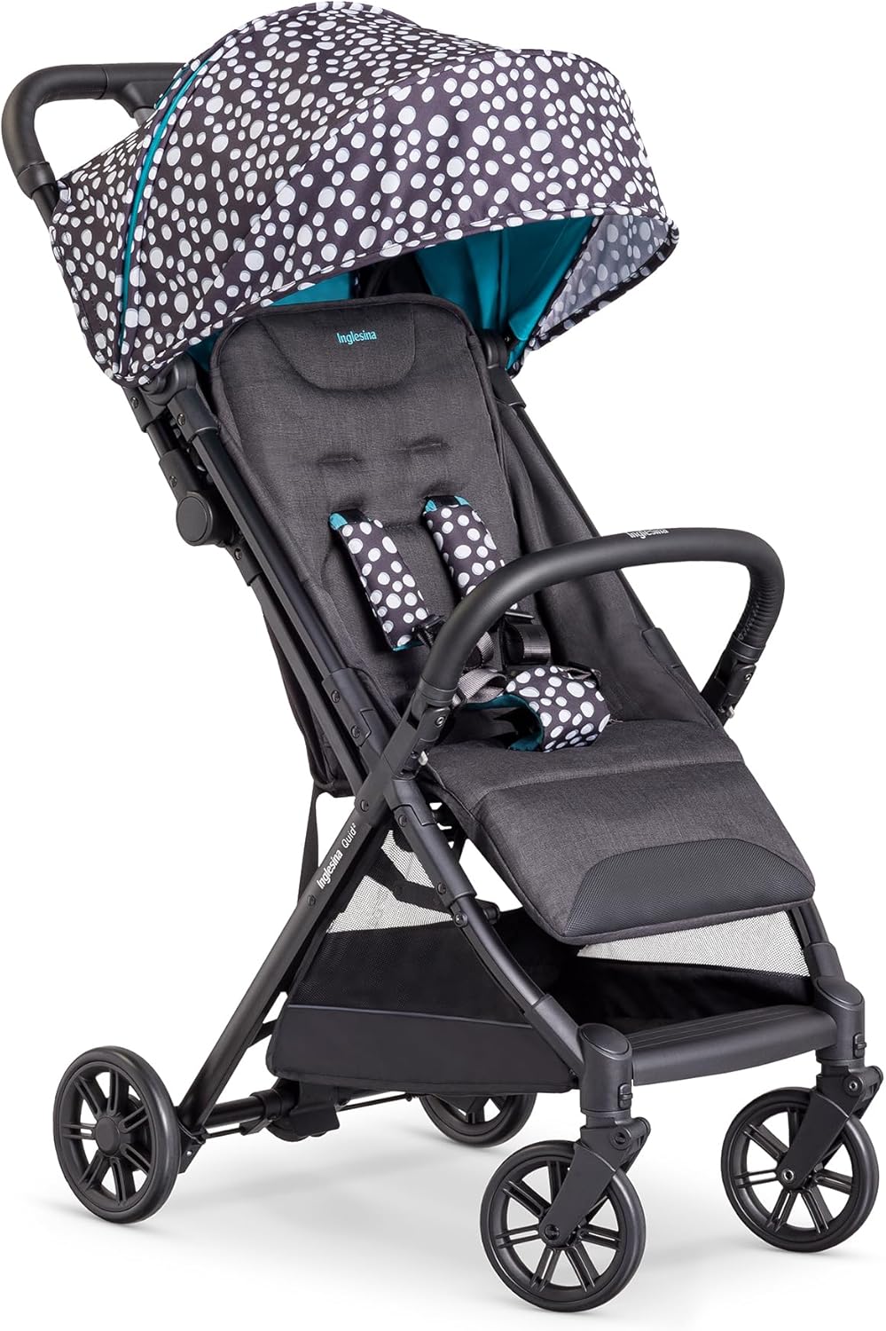 Inglesina Quid silla de paseo ligera - Hasta 22 kg y peso 5,9 kg - Plegado compacto con arnés 5 puntos - Polka Dots White ideal para viajes y avión