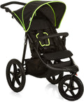 hauck Runner silla de paseo 3 ruedas - Desde nacimiento hasta 22 kg - Ruedas neumáticas con suspensión - Plegado compacto negro neón y arnés 5 puntos