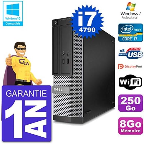 Dell PC 3020 SFF Intel i7 4790 8GB RAM 250GB Disco DVD Grabadora Oficina Reacondicionado Sistema Estable - Dell PC 3020 SFF i7 4790 250GB DVD - Ordenador de Escritorio con Rendimiento Profesional
