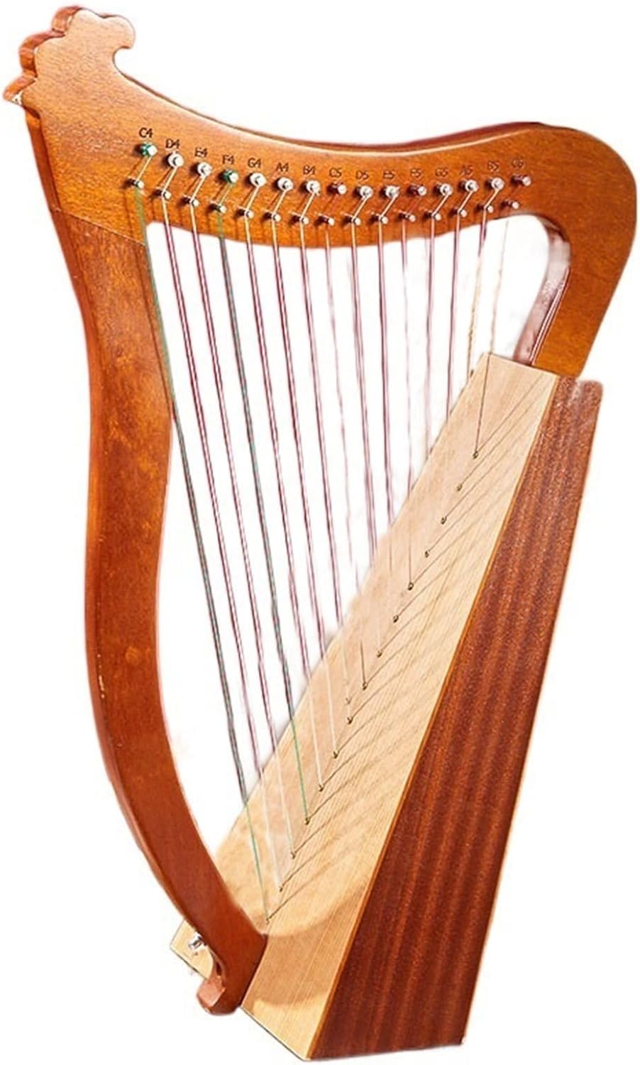 Arpa lira 15 cuerdas de caoba - cuerdas nylon y palanca afinación - instrumento portátil principiante