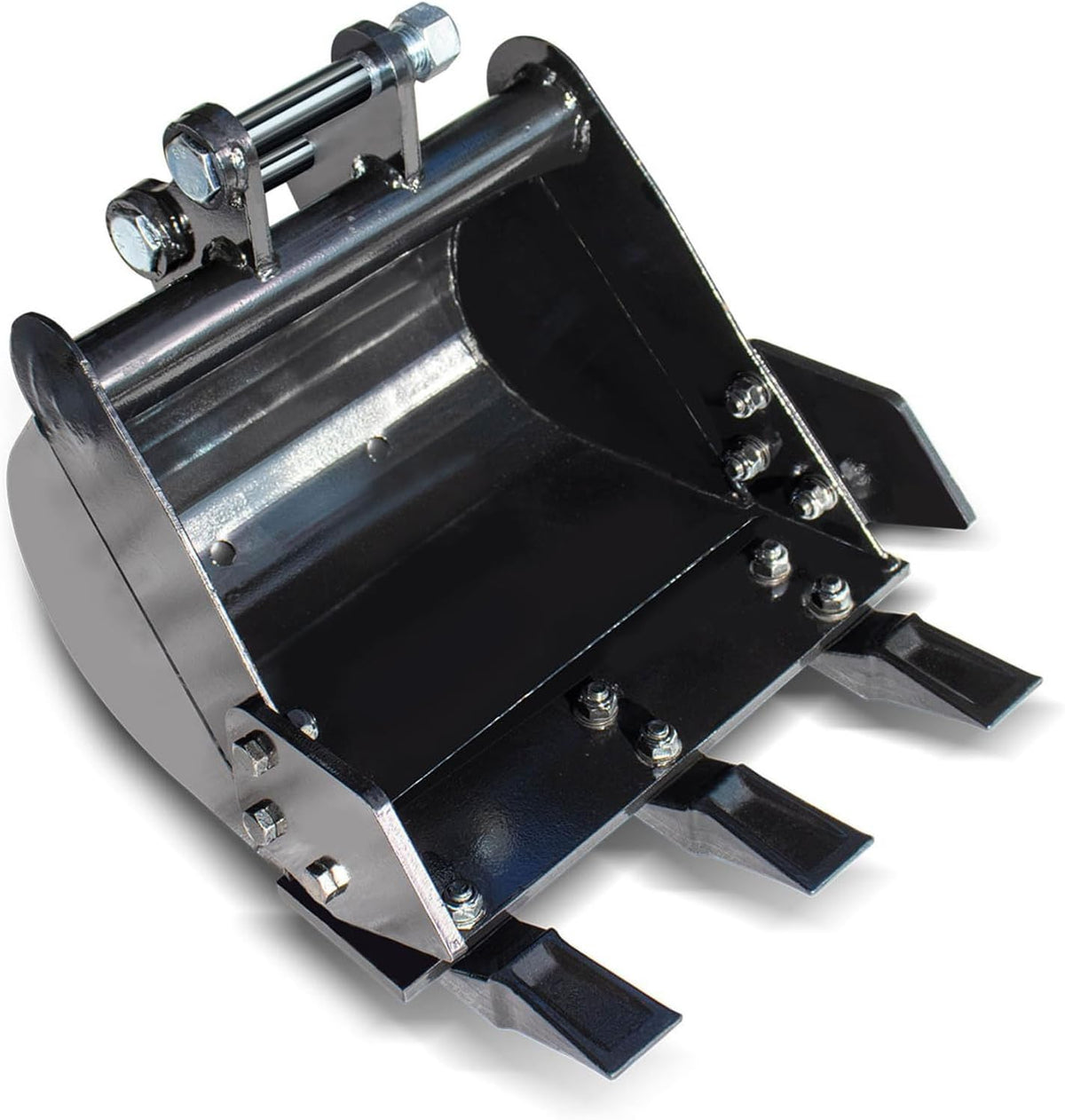 Fabater Cucharón para miniexcavadora de 380 mm - Acero al manganeso con 3 dientes metálicos - Para excavadoras de 0,8 a 1,8 toneladas - Accesorio estrecho para zanjas