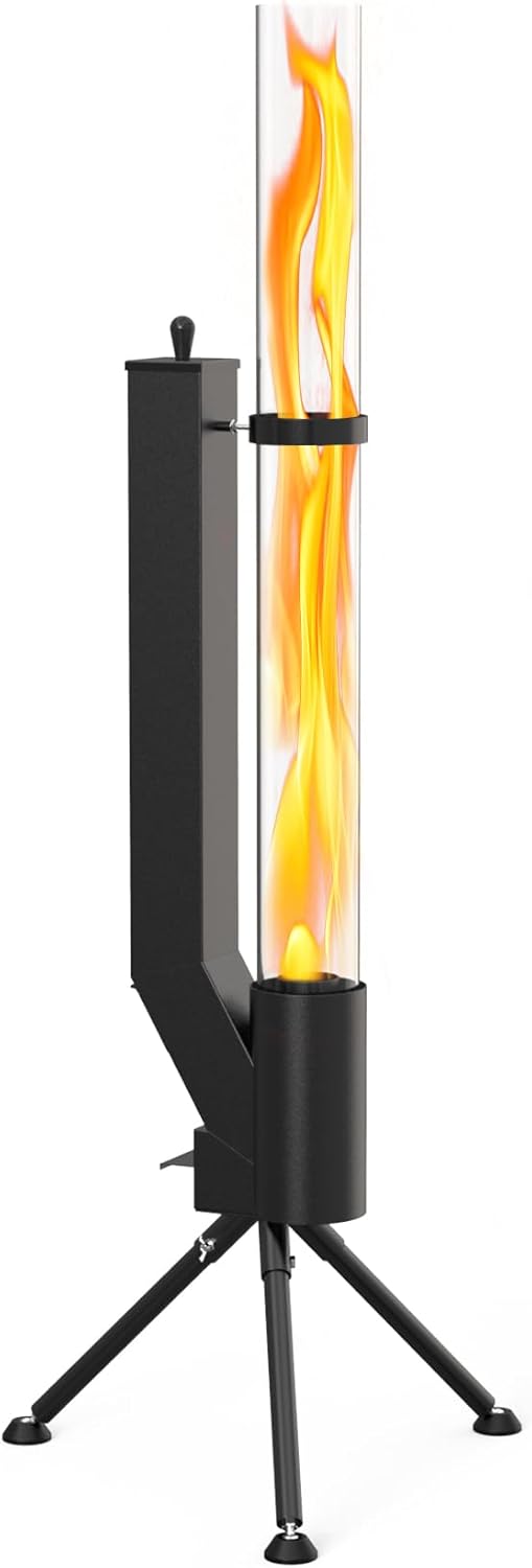 Onlyfire estufa de pellets para exterior - Chimenea y brasero para jardín - Calefacción por combustión - Diseño negro de suelo para patio