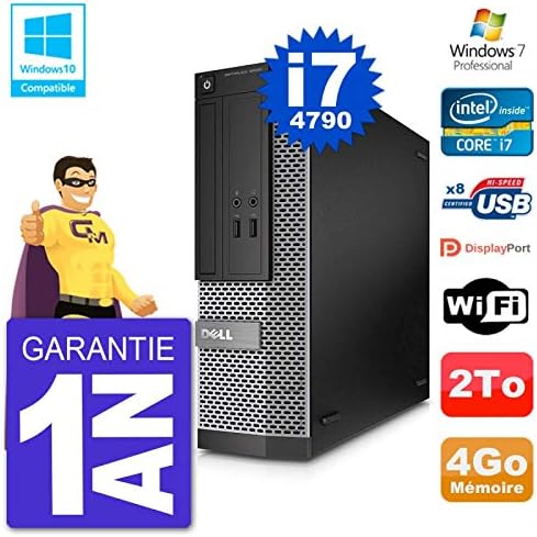 Dell PC 3020 SFF Intel i7 4790 4GB RAM 2TB Disco DVD WiFi Oficina Reacondicionado Sistema Hogar - Dell PC 3020 SFF i7 4790 2TB DVD WiFi - Ordenador de Escritorio con Gran Almacenamiento