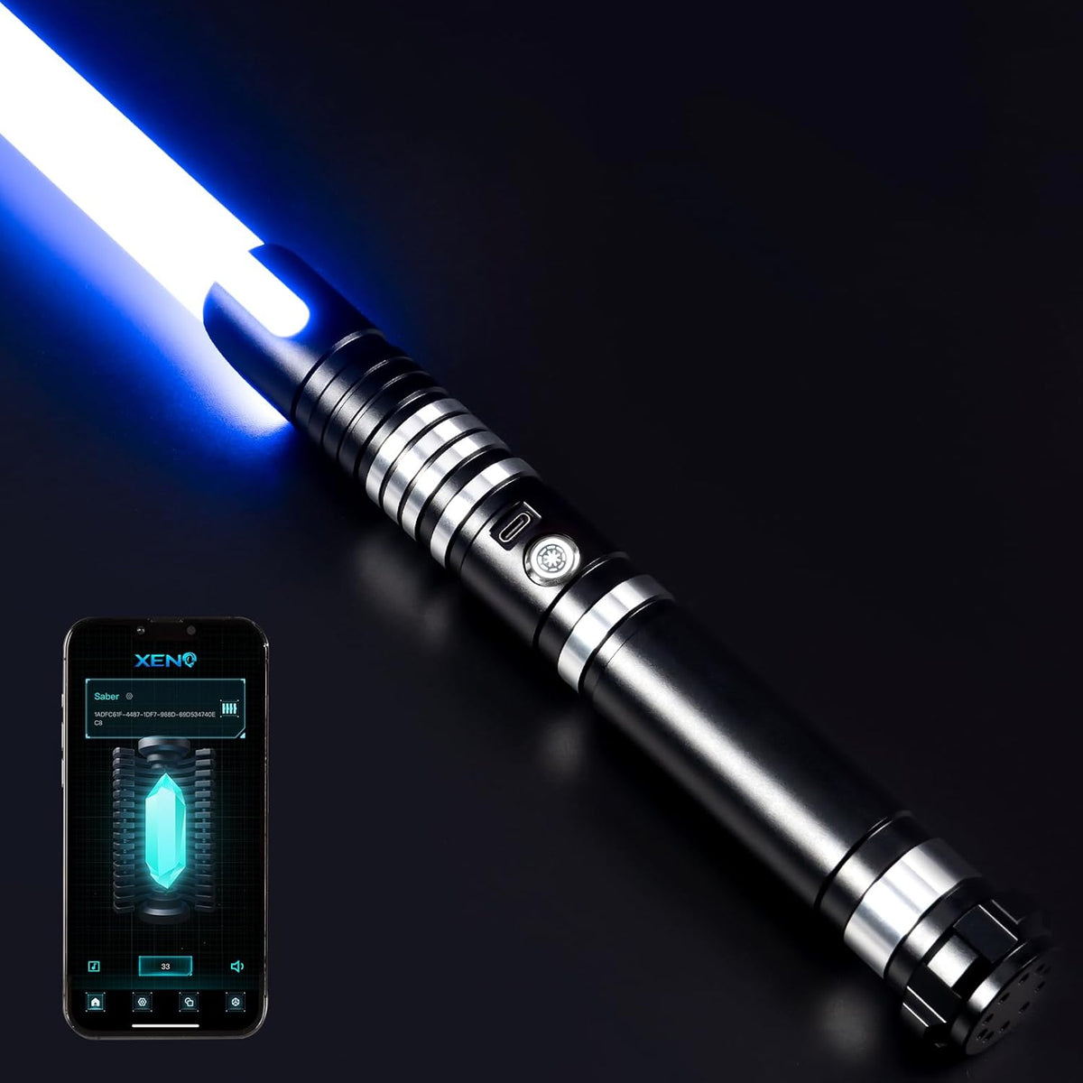 DAMIENSABER Sable de Luz RGB 3.0 con Control de Movimiento 16 Sonidos Efectos de Color Infinitos y Mango Metálico de Aluminio Recargable para Cosplay y Combate