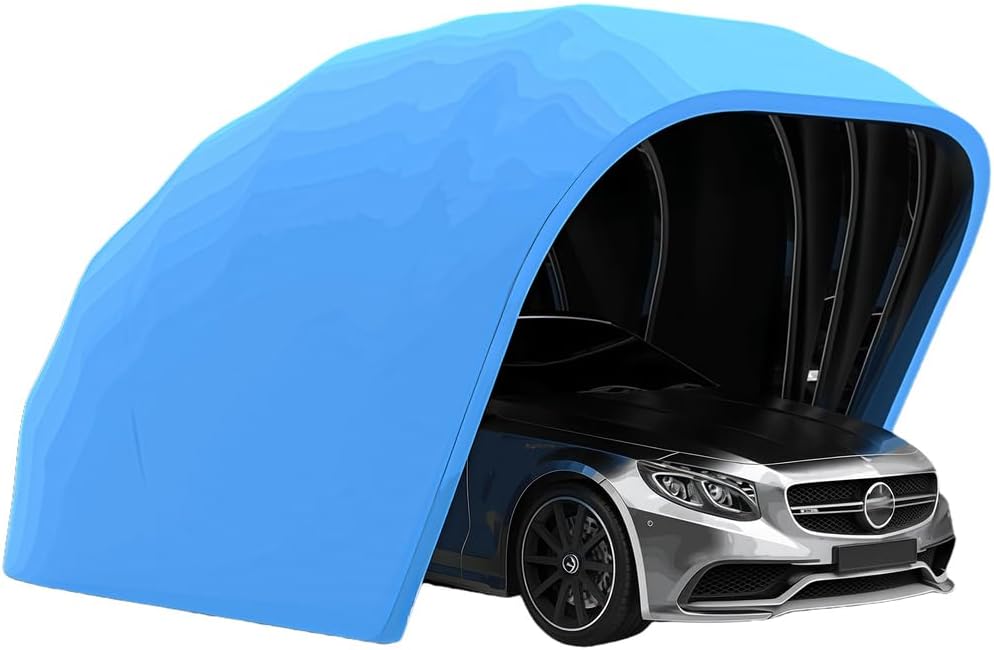 Cochera resistente semiautomática - Acero inoxidable y tela Oxford - Estructura retráctil plegable - Garaje portátil para coches motocicletas y bicicletas