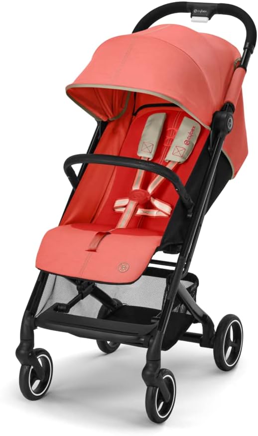 CYBEX Gold Beezy silla de paseo - Desde nacimiento hasta 4 años y 22 kg - Arnés One Pull y plegado compacto - Hibiscus Red con marco de aluminio