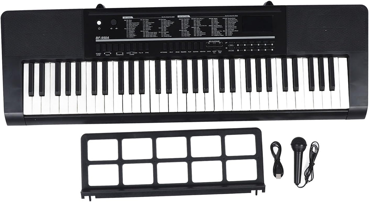 Piano Teclado Electrónico 61 Teclas Portátil con Altavoces Integrados Funciones de Aprendizaje y Grabación