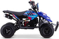 Miniquad infantil gasolina Raptor R4 49cc vehiculo todoterreno niños 4 a 10 anos acero carbono azul estructura robusta montaje requerido