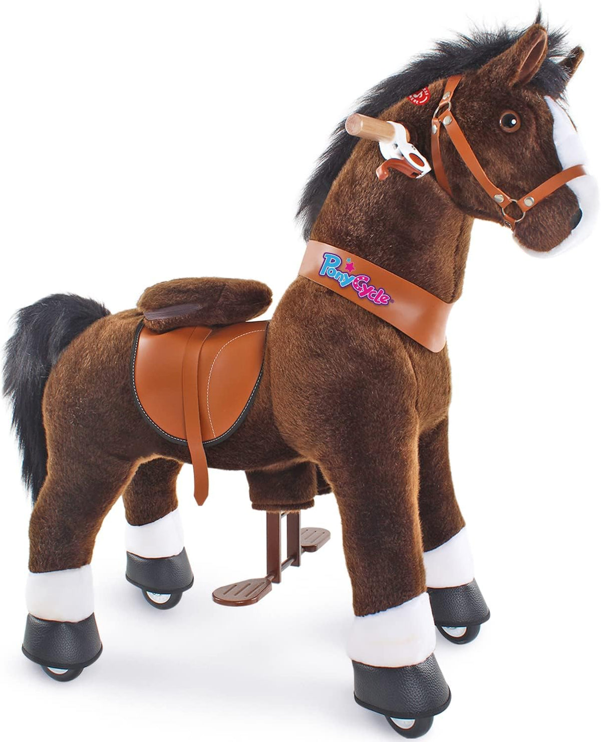 PonyCycle Caballo Chocolate Modelo Ux421 Juguete Montable con Ruedas y Freno para Niños de 4 a 7 Años