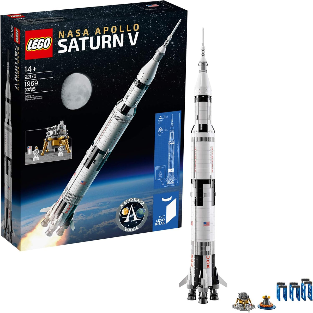 Cohete espacial Apollo Saturn V - 1969 piezas plástico multicolor - kit construcción NASA coleccionable