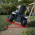 Gato telescópico para cortacésped - Estructura de acero aleado roja - Elevador para tractor de jardín y mantenimiento - Formato de 117,9 x 52,8 x 106,9 cm