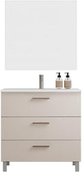 Acomoda Textil Modelo 01 mueble de baño completo 80 cm - Lavabo grifo y espejo incluidos - Acabado blanco titanio - Mueble de suelo compacto con patas