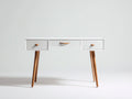 Mesas de oficina madera 120x55x78 cm blanco y marrón - diseño moderno con cajones
