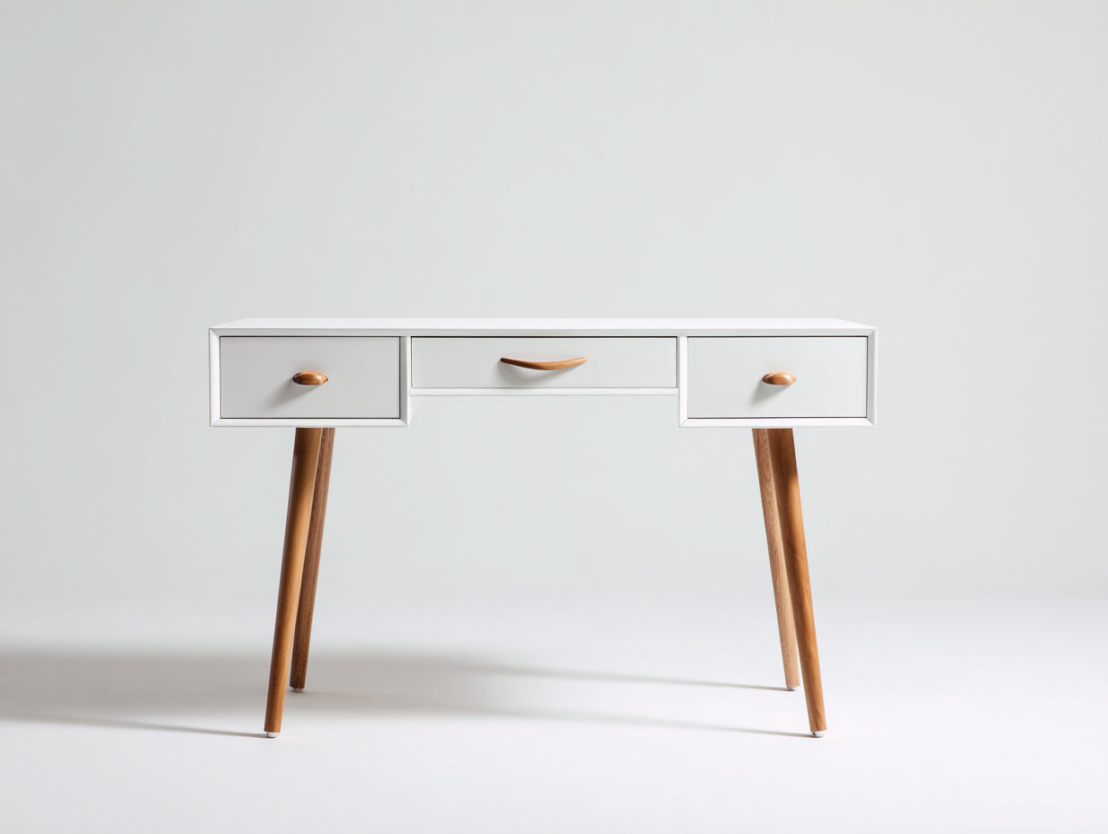 Mesas de oficina madera 120x55x78 cm blanco y marrón - diseño moderno con cajones