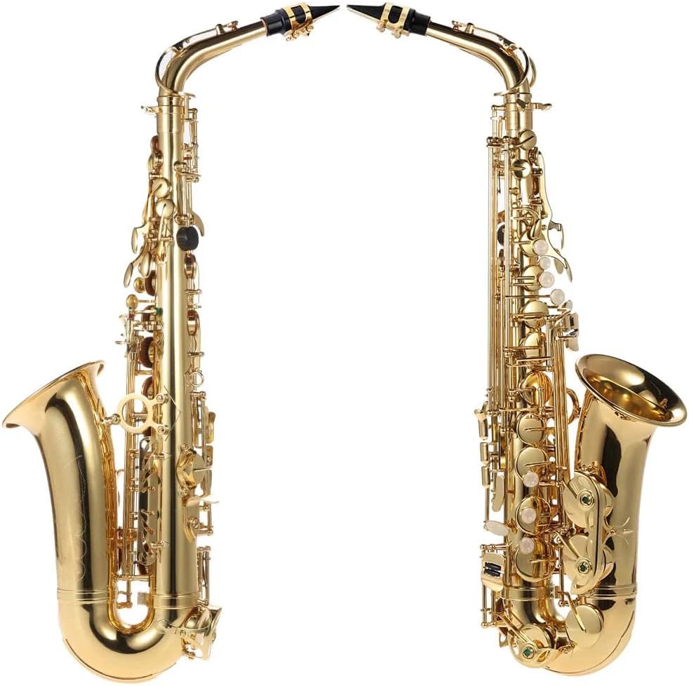 802 Saxofón Alto Eb Tipo 802 Lacado en Oro con Estuche Acolchado Accesorios de Limpieza y Correa Profesional