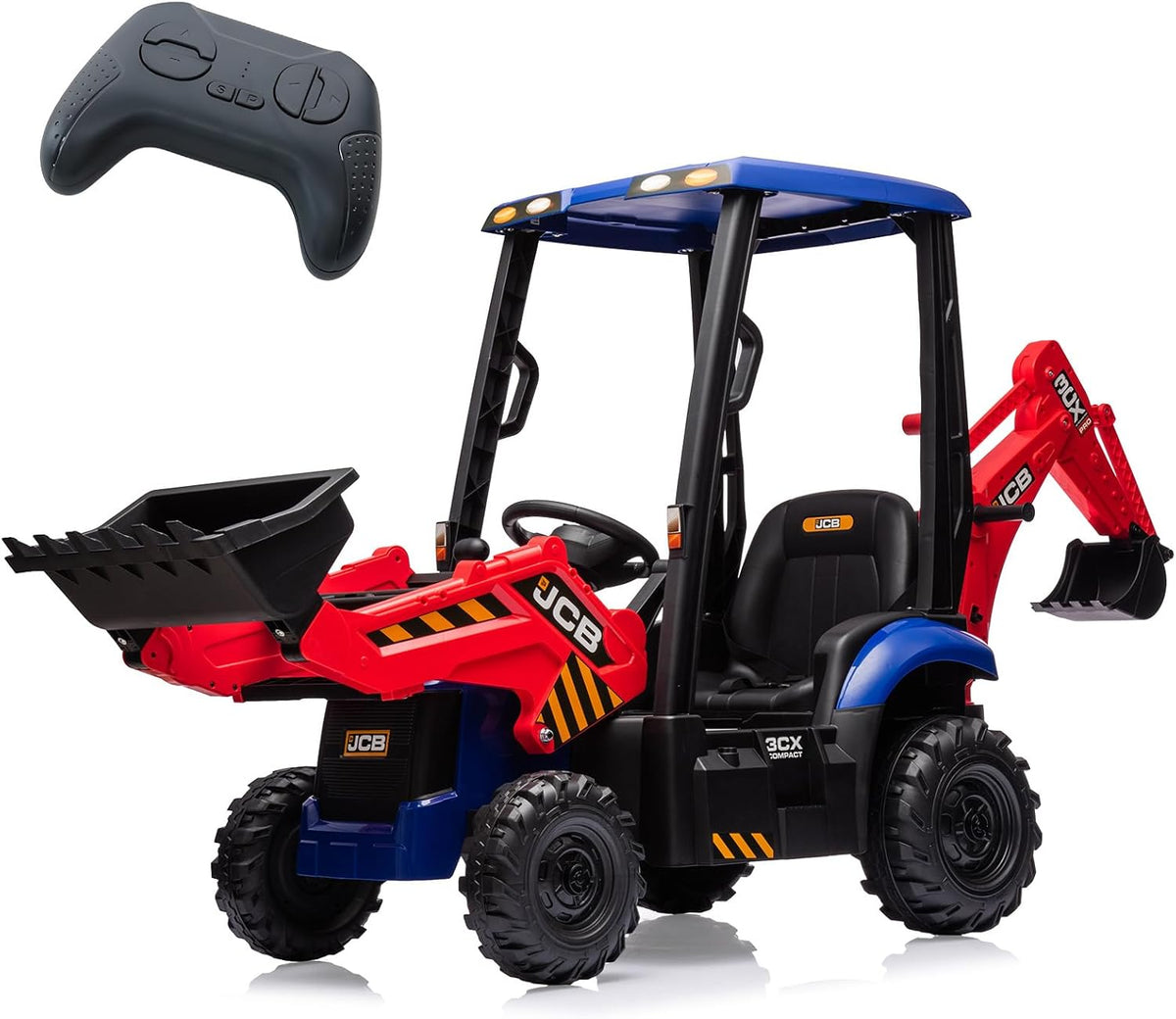 Tractor electrico infantil 4 en 1 12V excavadora buldozer control parental 2.4G bocina velocidad ajustable 2 a 4 km h juguete seguro niños 3 anos