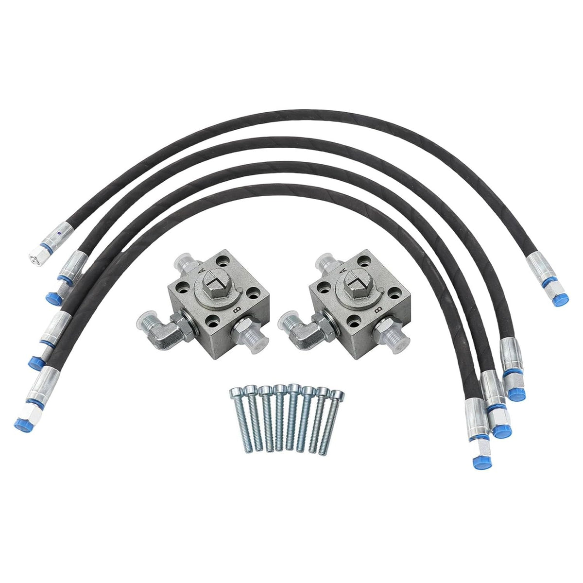 Kit de 2 válvulas desviadoras de 3 vías - Para miniexcavadoras de 1 a 2 toneladas - Acero de aleación - Conexión hidráulica para mangueras M14