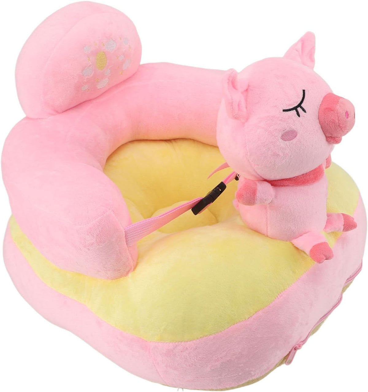 Soporte para Silla Infantil de Felpa con Respaldo Animales Dibujos Animados Aprendizaje de Sentarse con Apoyo Estable USB Niños Pequeños Respaldo Suave Ergonomico - Asiento de Apoyo Infantil - Entrenamiento Postural para Bebes