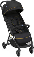Silla de paseo para bebé - Marco de aluminio negro - Respaldo reclinable capota extensible y reposapiés ajustable - Plegado automático hasta 22 kg